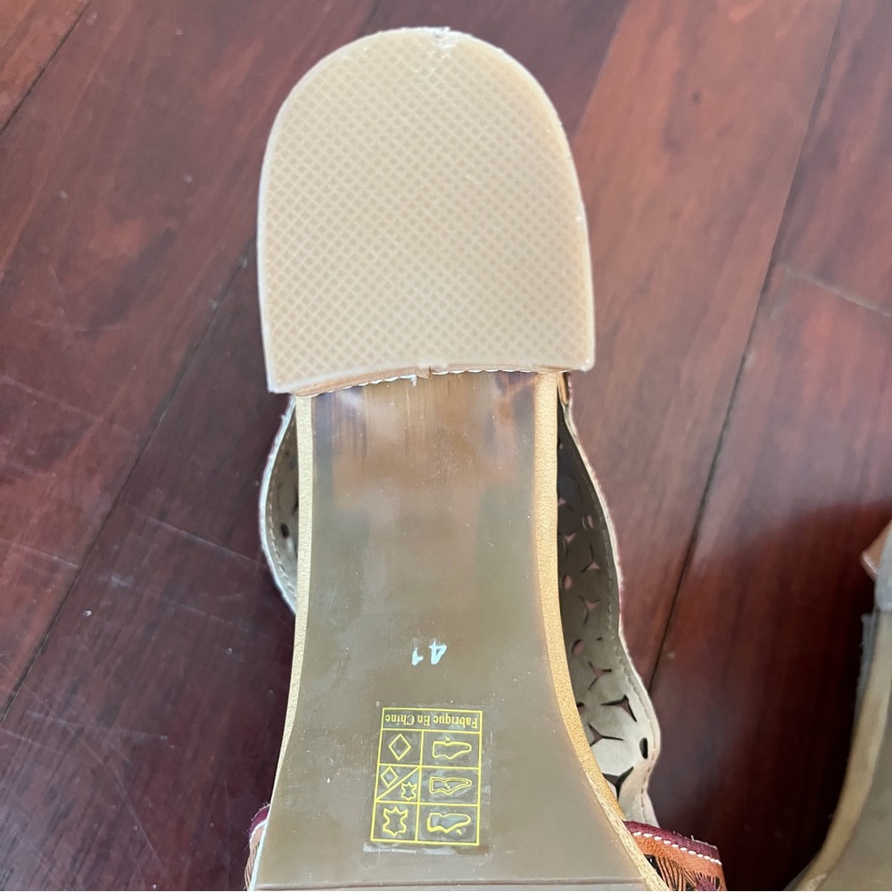 L’artiste by Spring Step Hibiskus Heeled Sandal EU 41 US 9.5 Tan Floral Leather - Picture 10 of 14